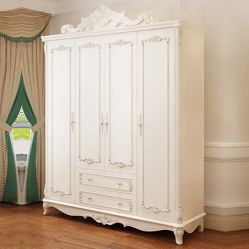 

Шкаф в Европейском стиле, для спальни, шкафчик для хранения трех-четырех-пяти элементов, экономичная раздвижная дверь, большой белый, однотонный