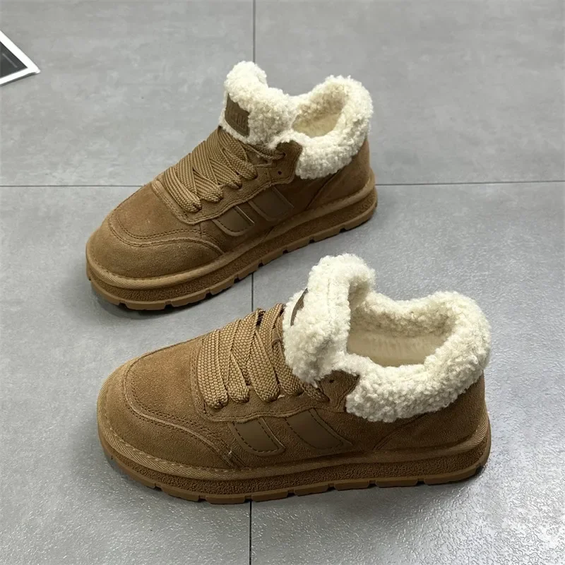 Зимние женские сохраняющие тепло ботинки на платформе из хлопка Модные низкие