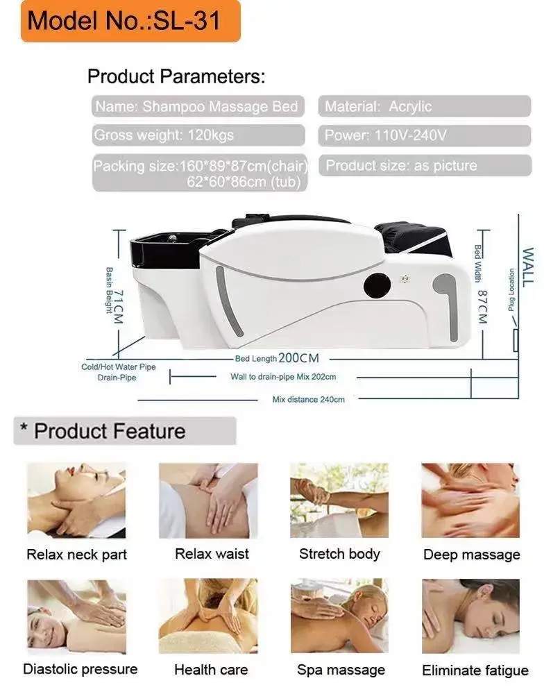 Мебель для парикмахерской массажное кресло шампуня кровать спа-головка спа