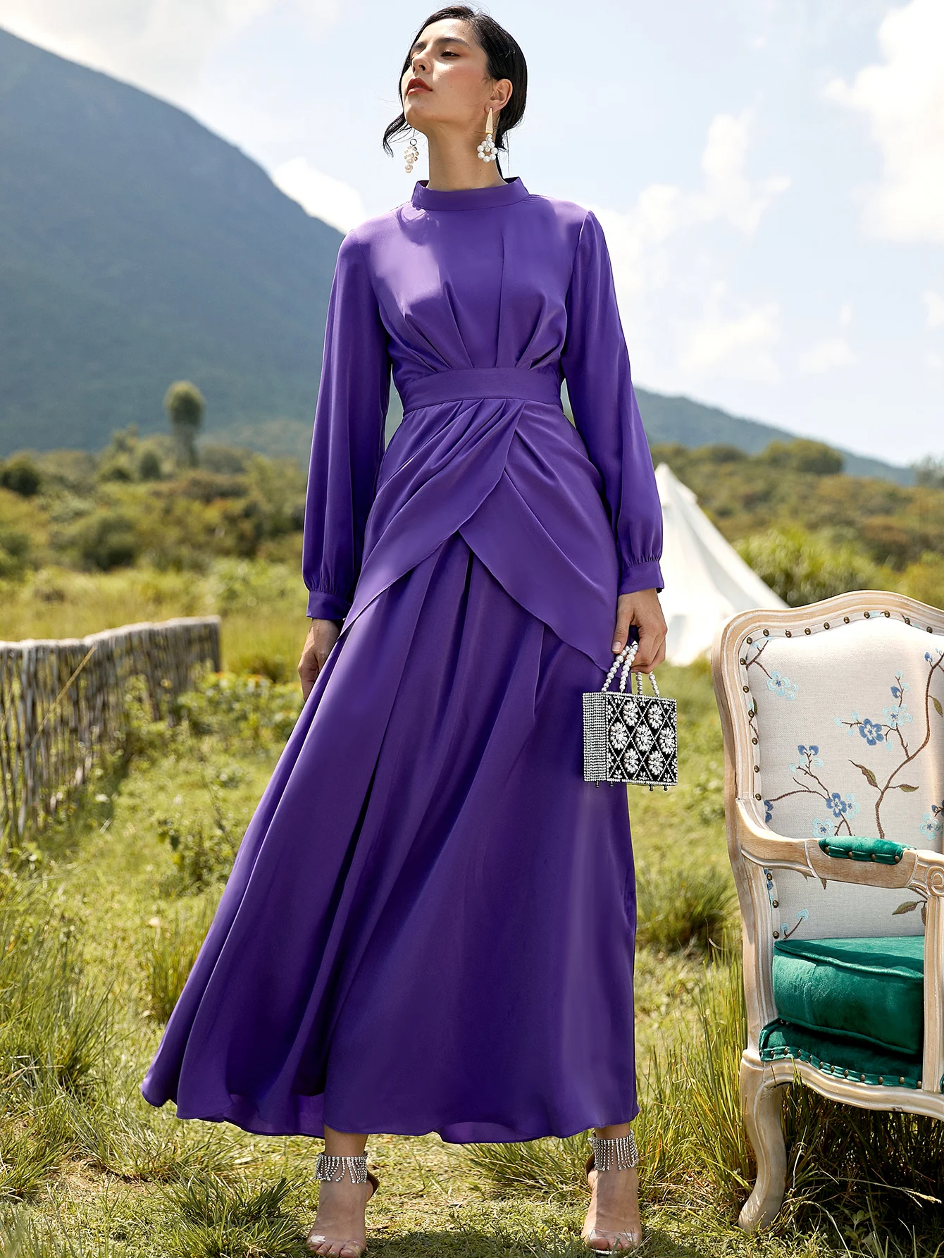 Фиолетовые платья Abaya Дубай, индейка, мусульманский модный хиджаб, одежда в американском, мусульманском стиле, африканские платья для женщи...