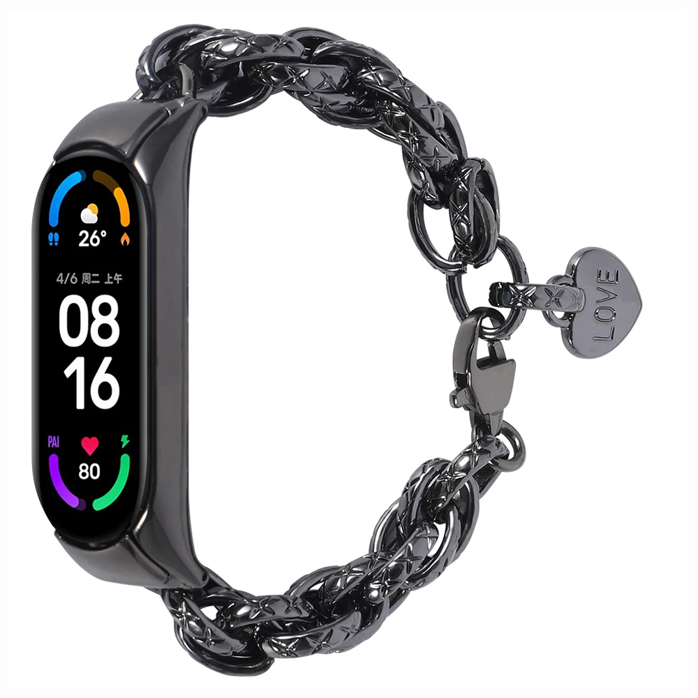 Фото Металлический ремешок для Xiaomi Mi Band 7 6 / Mi Band 5/ Mi Band 4 3, сменные браслеты для умных часов, аксессуары из нержавеющей стали, цепочка №5