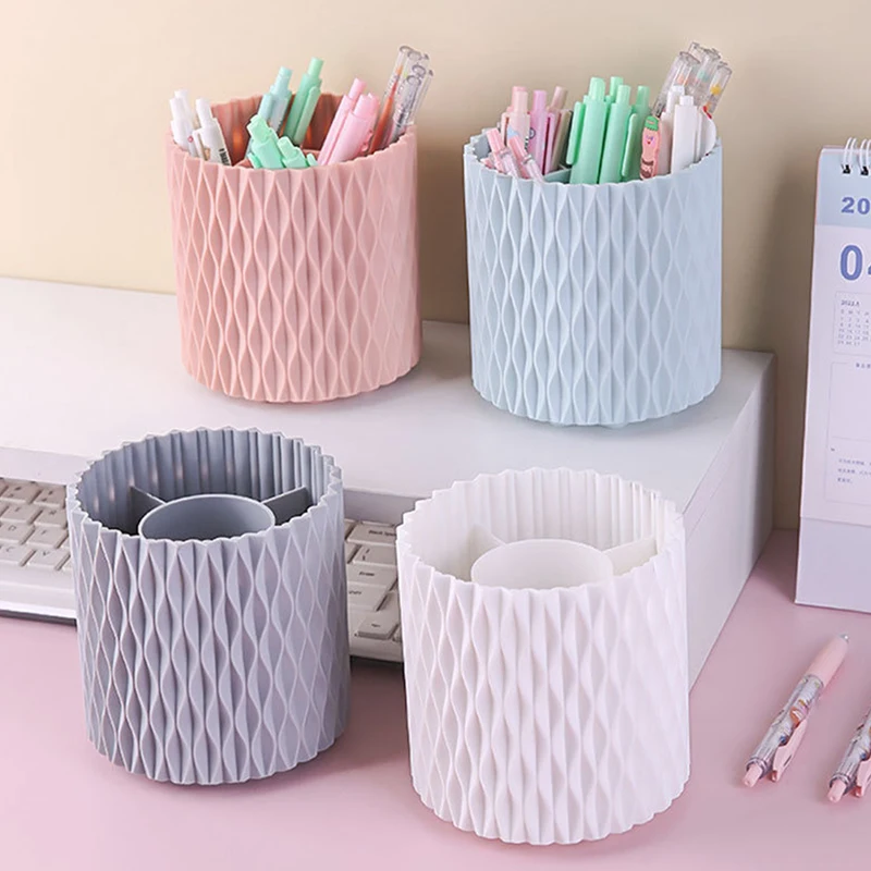 

360 Rotating Pen Holder Desk Accessories Large Capacity Pencil Makeup Storage Box Desktop Organizer School Office Stationery
