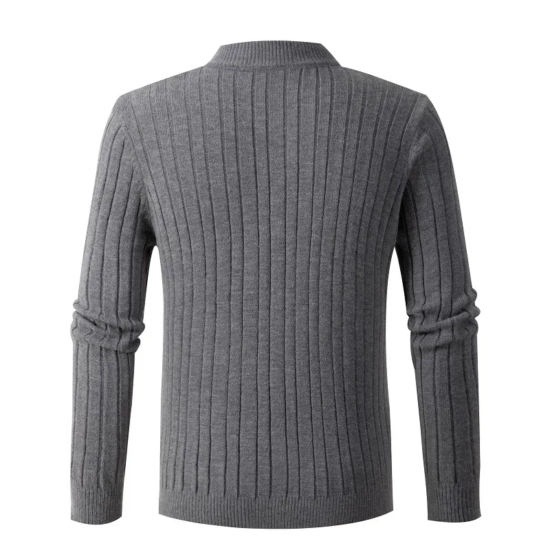 Autumn Winter 2023 New Men's Long Sleeve Fried Dough Twists Half High Collar Zipper Knit Sweater Stand Collar Pullover Men's Top