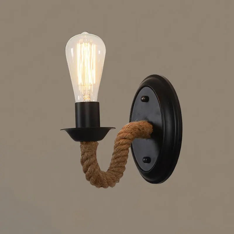 

Retro Loft Hemp Rope Bedroom Bedside Wall Light Corridor Aisle Stair Lighting Lamps Office Bar Bathroom Restaurant Cafe Light