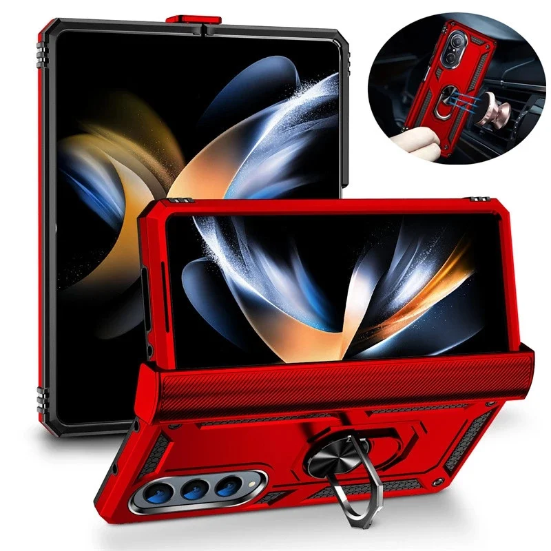 

For Samsung Galaxy Z Fold4 5G ZFold4 Case Magnetic Ring Stand Holder Armor Phone Cases For Samsung Z fold Zfold 4 Back Cover