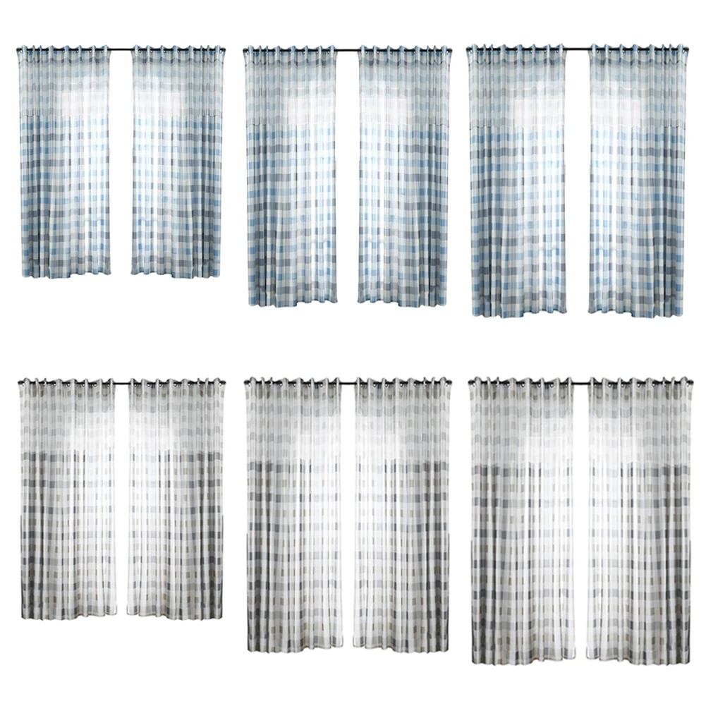 

Modern Geometry Plaid Windows Tulle Curtains Translucent Screening Yarn Drape Home Decoration Polyester Fabric Curtain 1x