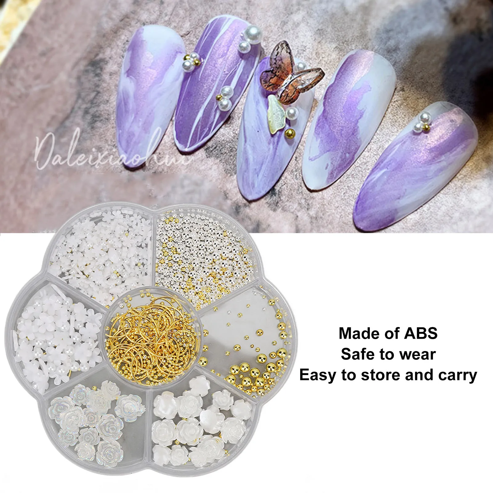 

Fake Nail Glue 2 Boxes Nail Art Decoration Exquisite Multiple Shapes Portable Nail Decoration Accessories for DIY Nail Art
