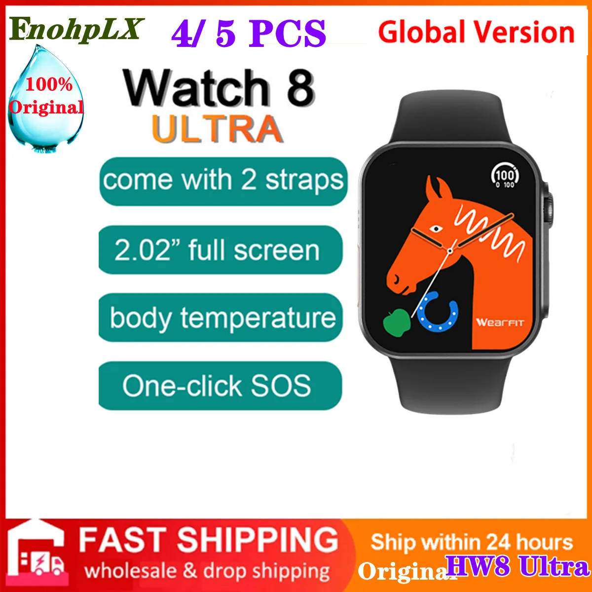 

4 /5 Pcs HW8 Ultra Series 8 Smart Watch Men Smartwatch NFC Fitness Blood Sugar Measurement Replica SOS Bluetooth Call Pk N8 WS8
