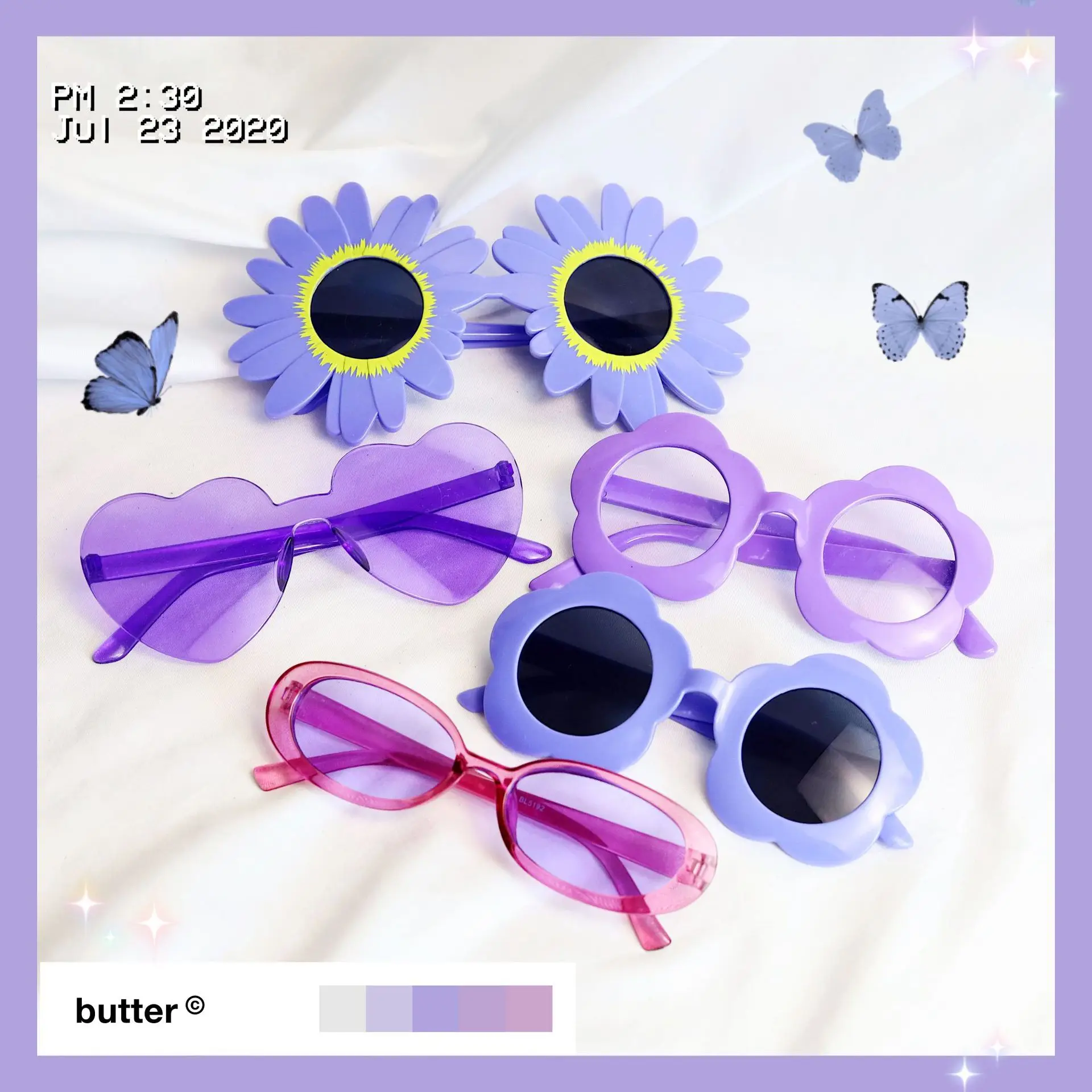 

Purple INS Old Style Picnic Birthday Party Bestie Photo Daisies Decorate The Same Glasses of Internet Celebrities