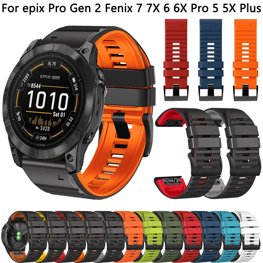 

QuickFit Smart Watch Band For Garmin Epix Pro Gen 2 Fenix 7 7X 6 6X Pro 5 5X 3 3HR 945 Strap 22 26mm Silicone Watchband Bracelet