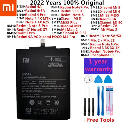 Оригинальный аккумулятор Xiaomi Mi Redmi Note Max Mix 2 3 3S 3X 4 4X 4A 5 5A 5S 5X M5 6 6A 7 7A 8 8T 9 9A M9 SE Pro Plus Lite