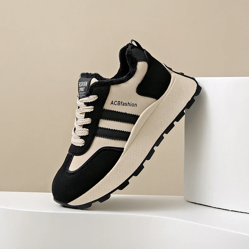 Кроссовки на высокой платформе нескользящая прогулочная обувь танкетке женская