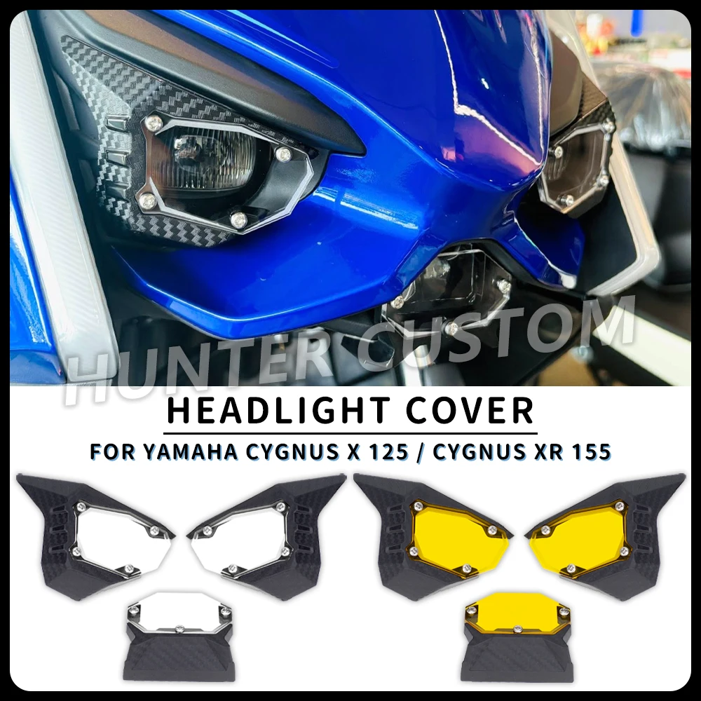 Фото Защита фары для YAMAHA CYGNUS X XR 125 155 2025, хромированная накладка в стиле Robot Combat №1