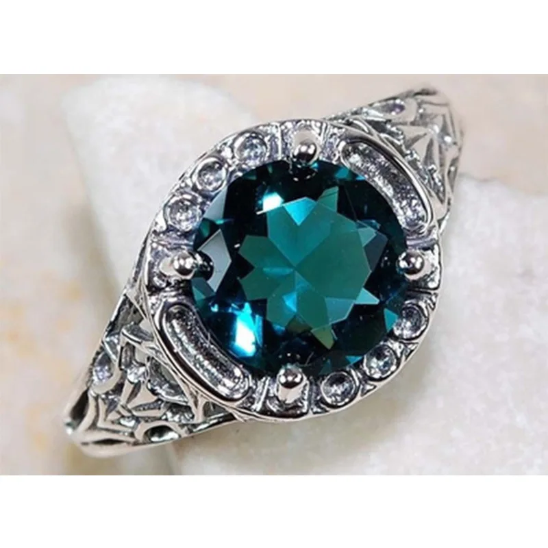 

Milangirl Classic Round Retro Pass Flower Finger Rings Rings For Women Crystal Ring Fashion Jewelry