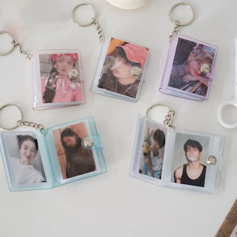 

Mini Photo Sticker Card Holder 1/2 Inch Photos Holder Portable Key Chain
