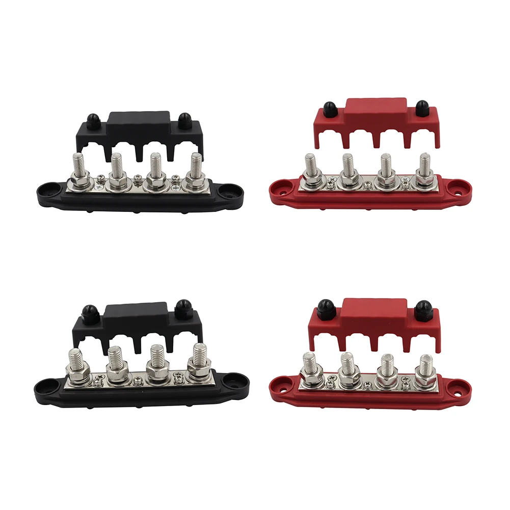 

4 Post Power Distribution Block Terminal Screw Bus Bar M8 M10 High Current Wiring Stud Battery Junction Block for RV Ship Car Ma