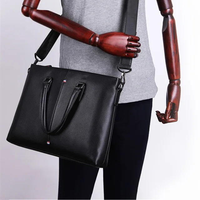 Business Genuine Leather Men Briefcase Cowhide 14-Inch Laptop Bag Casual Shoulder Bag Male Large Capacity File Bag 2