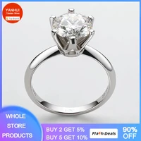 yanhui high quality 2 0 ct zirconia imitation diamond ring 18k white gold color wedding bands jewelry gift mujer anillo regalo
