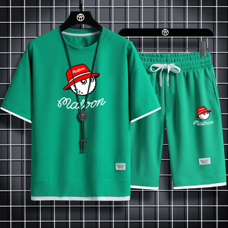 Conjuntos de Golf para hombre, chándal coreano de moda, camisetas de manga corta y pantalones cortos deportivos, traje informal,