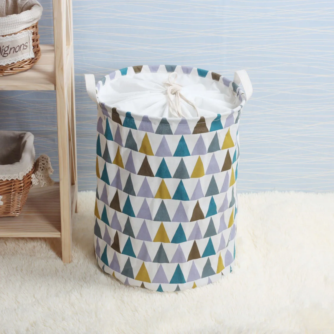 

Fashion Print Laundry Basket With Drawstring Lining Portable Foldable Storage Bag Hamper For Kids Toys Dirty Clothes Basket