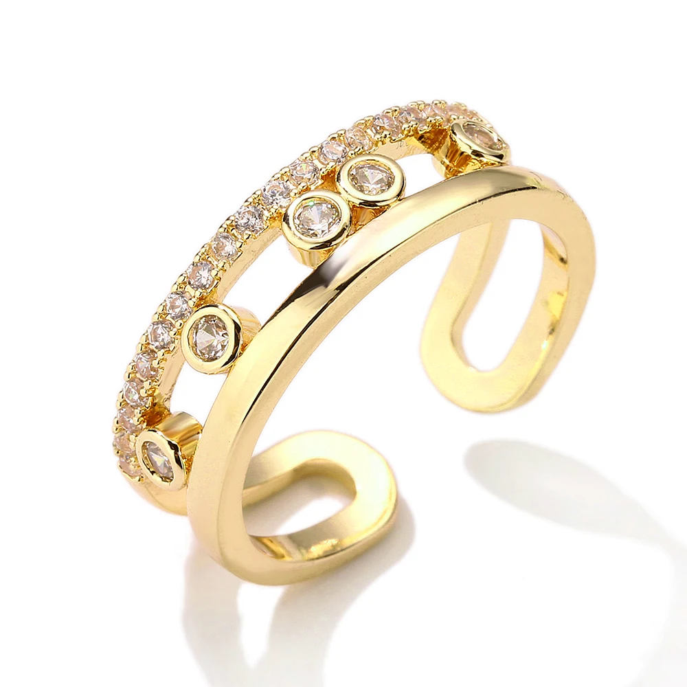 Модные круглые медные кольца с кубическим цирконием для женщин металлические