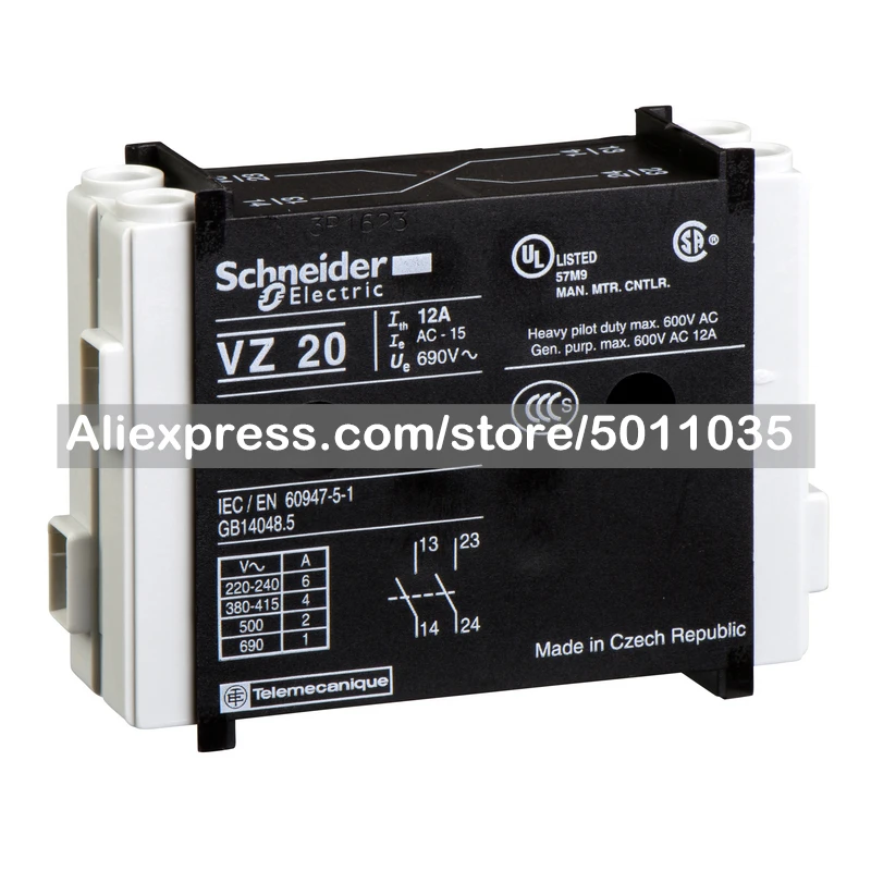 

VZ20C Schneider Electric Vario series load switch auxiliary contact module, 1NO+1NC; VZ20C