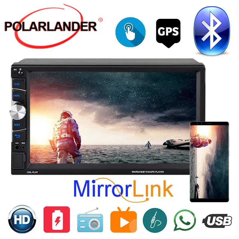 

Автомагнитола с GPS Carplay, Bluetooth, ISO, Авторадио 2Din, 7 дюймов, для Apple Android Mirrorlink, многоязычный HD сенсорный экран