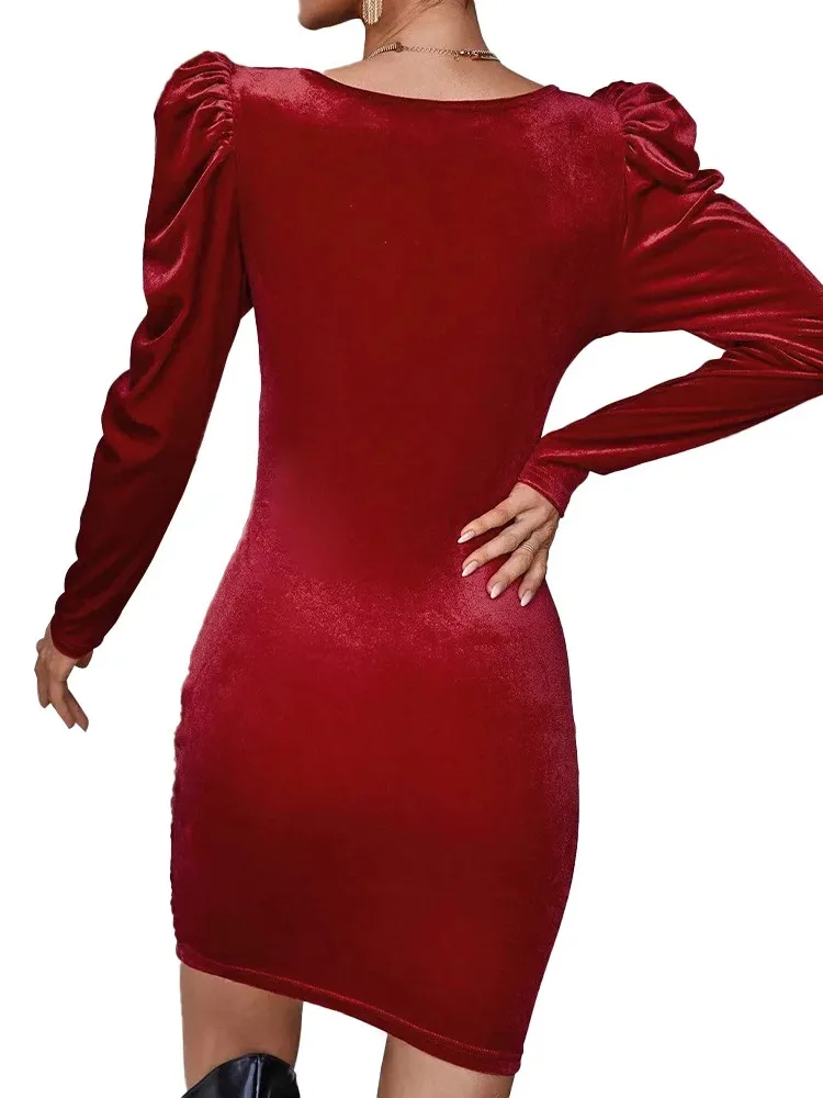 Новый стиль пикантная острая бархатная юбка для девушек с круглым вырезом и