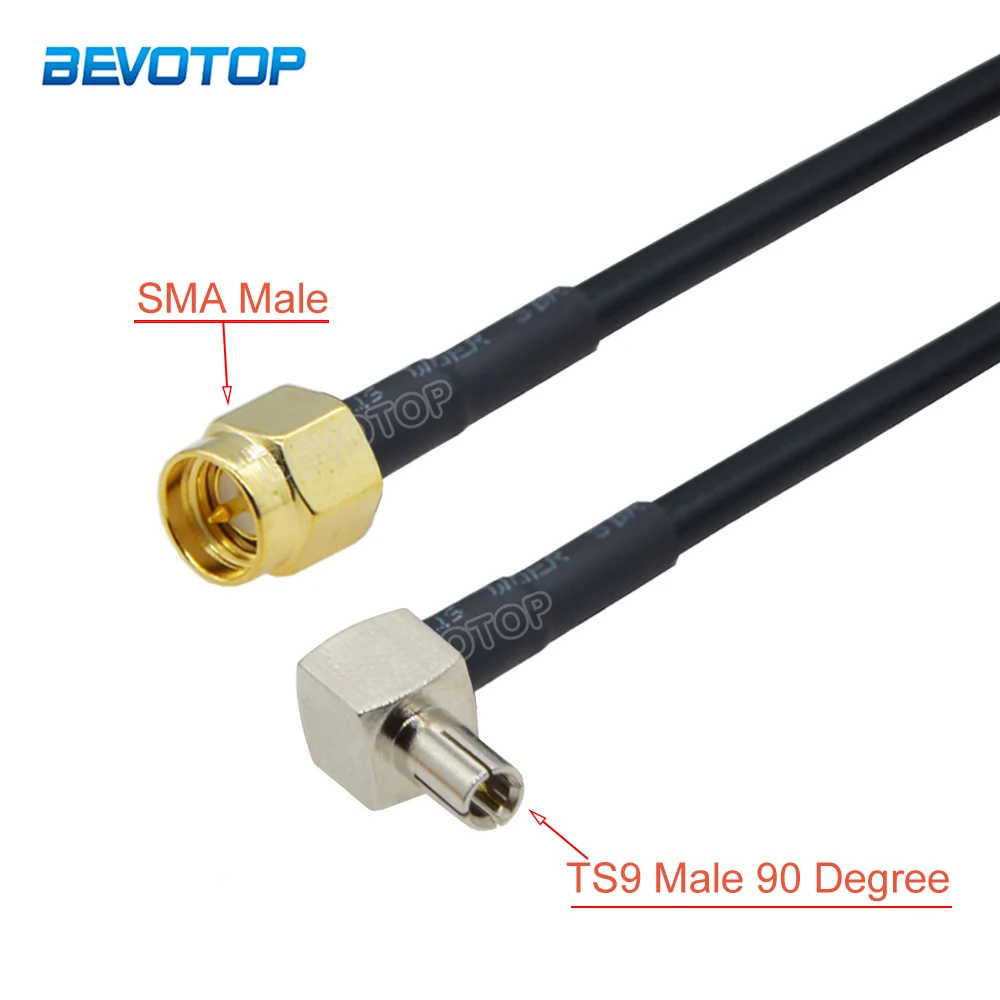 

1Pcs SMA Male to TS9 Male Right Angle Plug RG58 Cable 50 Ohm RF Coaxial Pigtail WIFI 3G Modem Extension Cord Jumper Adapter