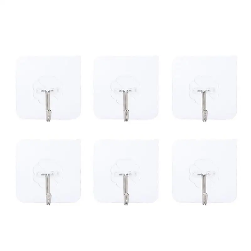 

6PCS Seamless Hooks Strong Transparent Suction Cup Sucker Wall Hooks Hanger Punch-free Strong Adhesive For Kitchen Bathroom