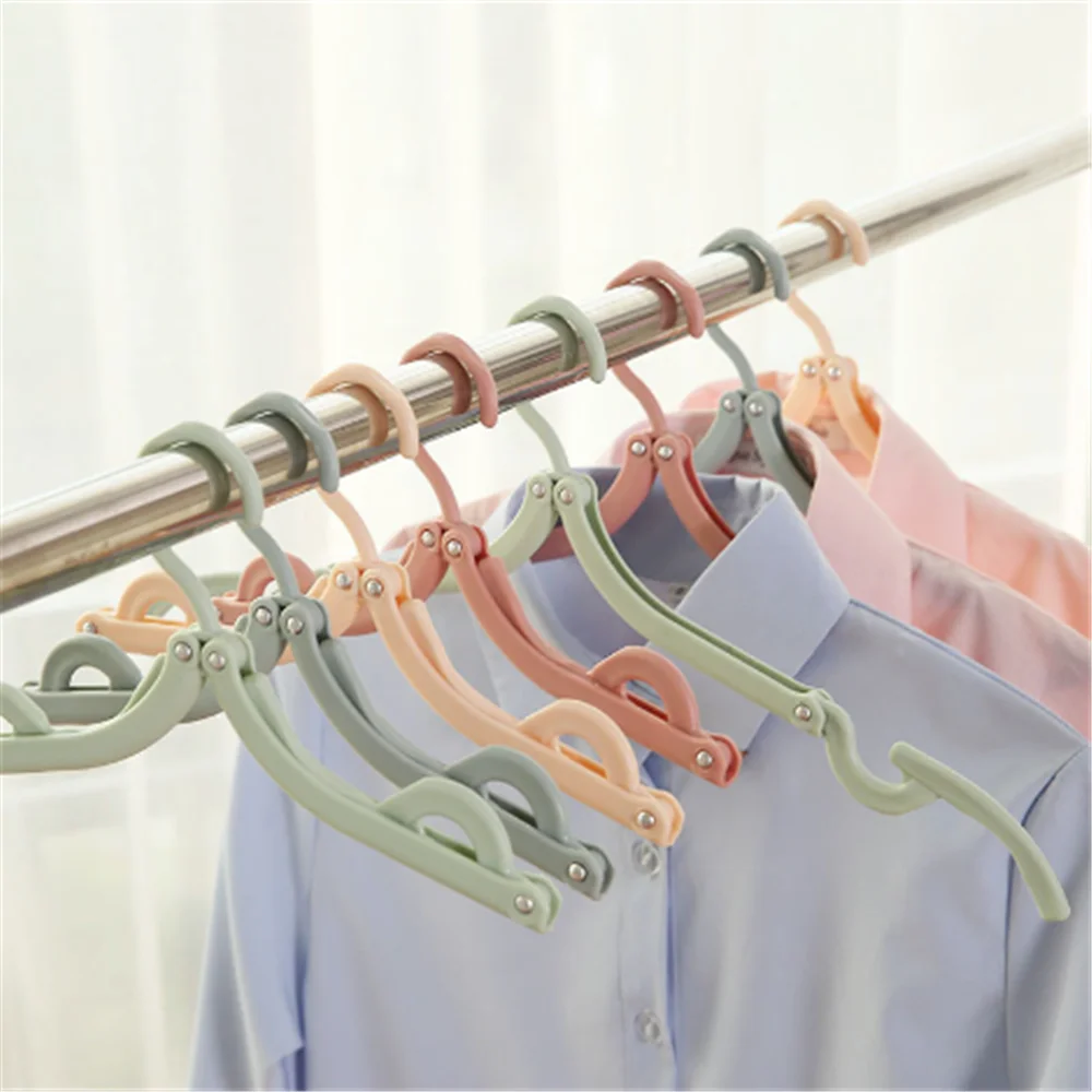 

5pcs T Travel Portable Folding Clothes Hanger Household To Go Plastic Non-slip Outdoor Clotheshorse
