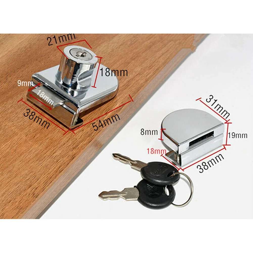 

Keys Locks Cabinet Security Silver Single Double Thickened Wear-Resistant Glass Hardware Rust-Proof Zinc Alloy