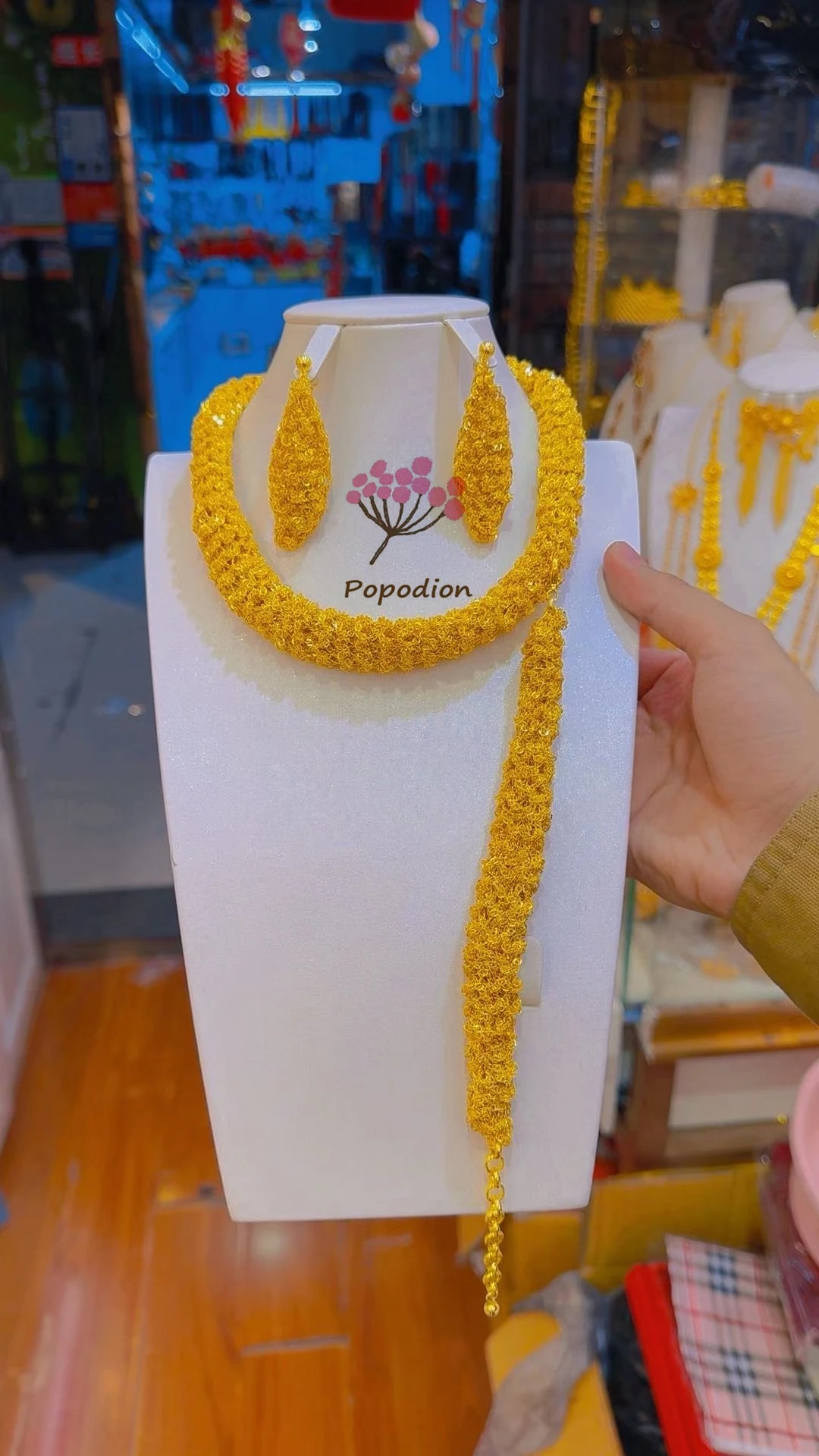 Новое Дубайское высококачественное позолоченное ожерелье серьги браслеты