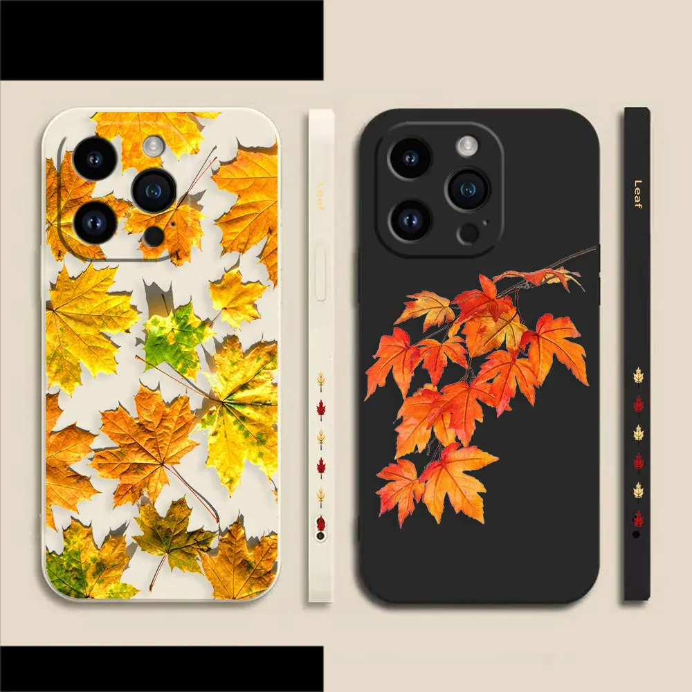 

Maple Leaf Specimen Phone Case For iPhone 14 13 12 11 Pro XS Max Mini X XR SE 7 8 6 6S Plus Colour Liquid Case Funda Shell Capa