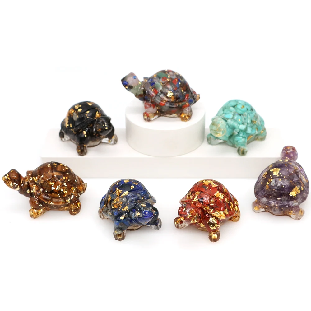 

2" Tortoise Statues Resin Tumbled Stone Healing Crystal Sculpture Crafts Animals Figurine Gemstone Aquascaping Decoration Gifts