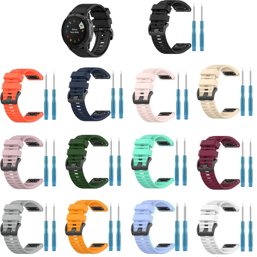 Ремешок для смарт-часов Garmin Fenix 7 7X 5 6 5X 6X Pro Plus 3 HR быстросъемный Силиконовый