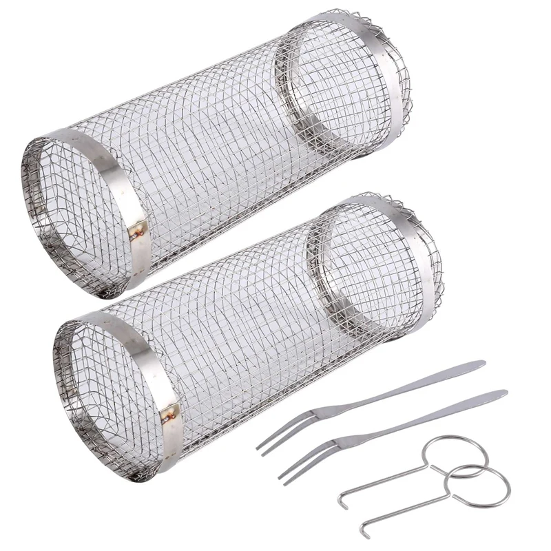 

Stainless Steel Mesh Cylinder Rack Basket BBQ Rack Grid For Camping Picnics Outdoor Round