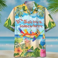 summer holiday shirts parrot print short sleeve shirts men women oversized 3d print hawaiian shirts