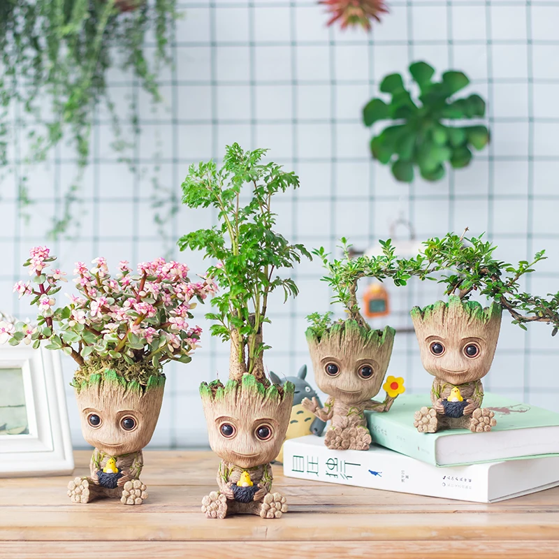 

Креативные миниатюрные цветочные горшки Groot в виде Феи, суккулентные цветочные горшки, настольные украшения, подарки