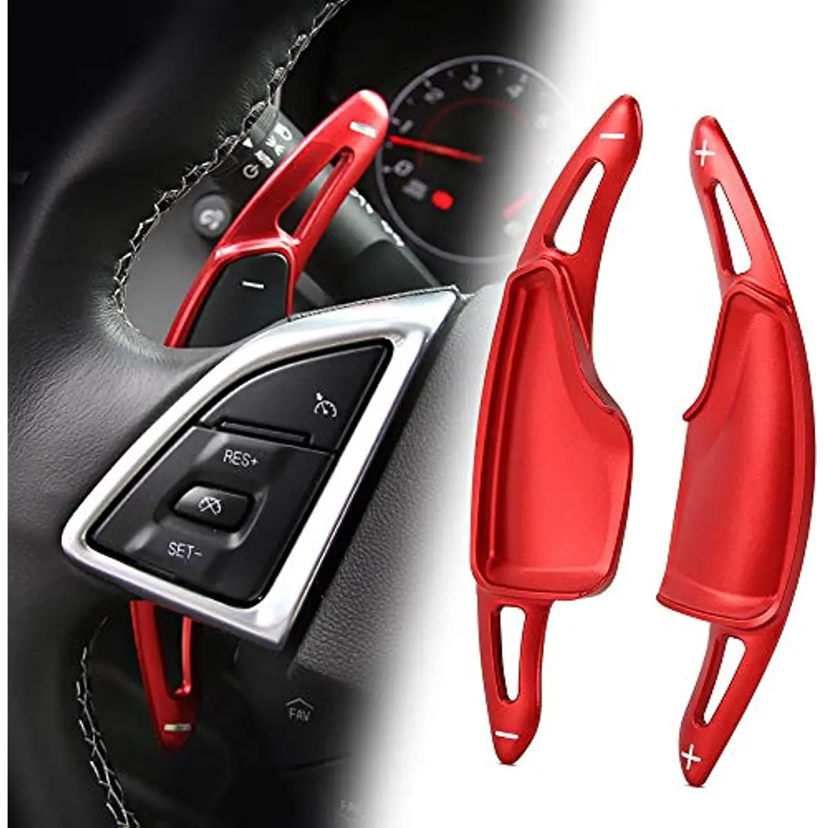 

Aluminum Alloy Steering Wheel Paddle Shifters Handle Cover Frame Sticker For Chevrolet Camaro 2017-19 Corvette C7 2015-2019