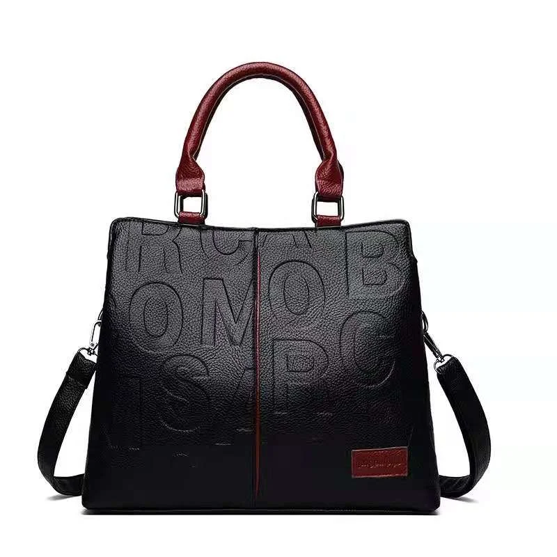 

2021 new handbags go diagonally large capacity soft leather embossed shoulder bag