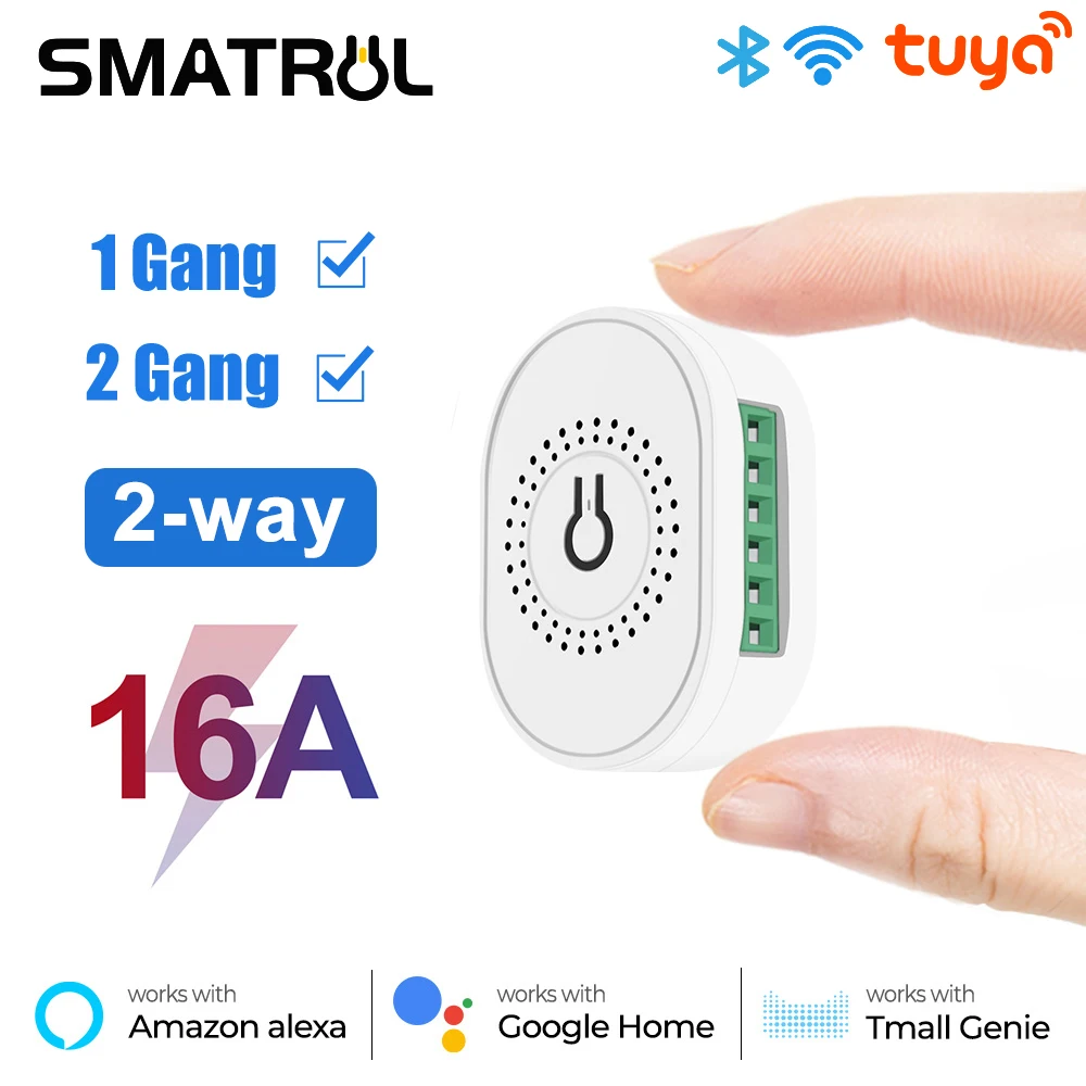 

Смарт-светильник ключатель SMATRUL, 16 А, 1/2 клавиш, Wi-Fi, Bluetooth