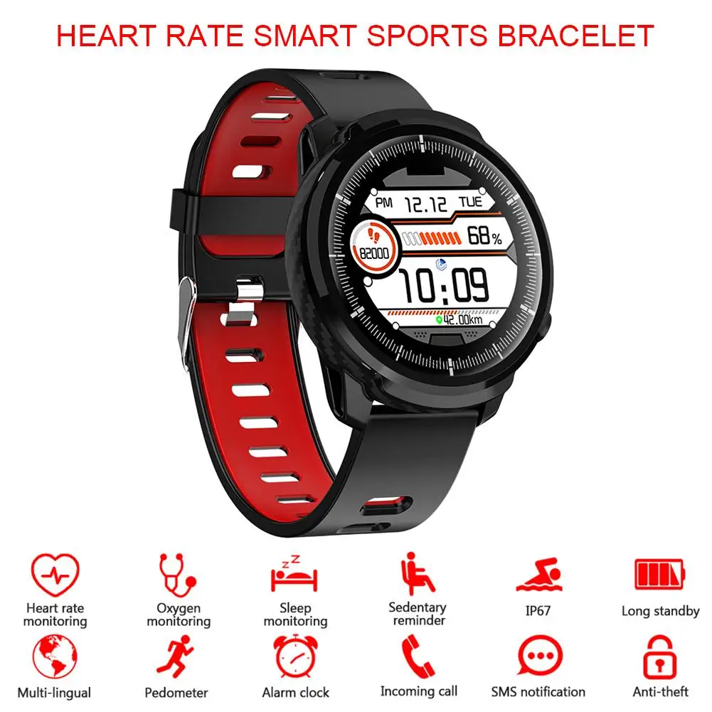 

L3 Smart Watch Sport Heart Rate Blood Pressure IP67 Full Touch Screen Smartwatch Stopwatch Lift Wrist Bright Screen Switch