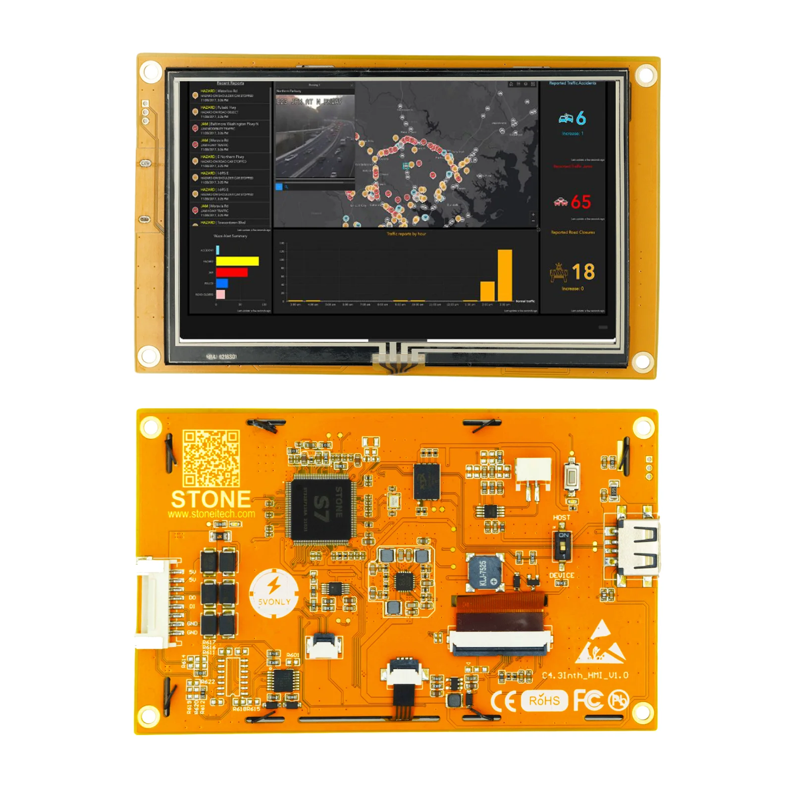 4.3 inch with Touch Panel HMI Graphic LCD Display Module Support for ESP32 MCU