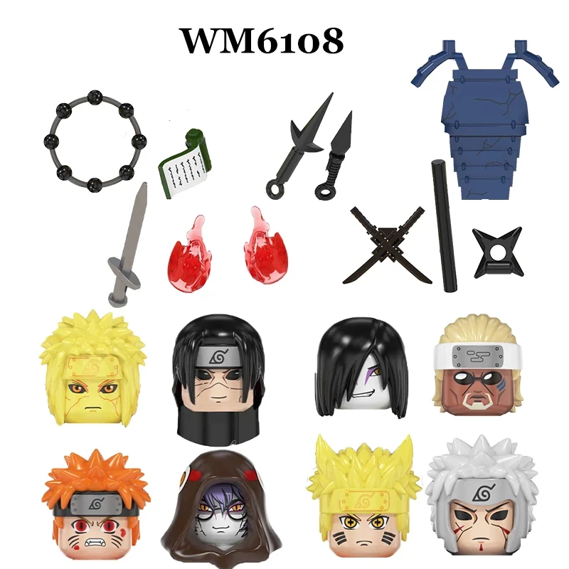 

Новые Фигурки героев мультфильмов Akatsukies Uchihaes Sasukes Ninjaes, аксессуары для головы, Детский конструктор WM6108 WM2105 WM2016