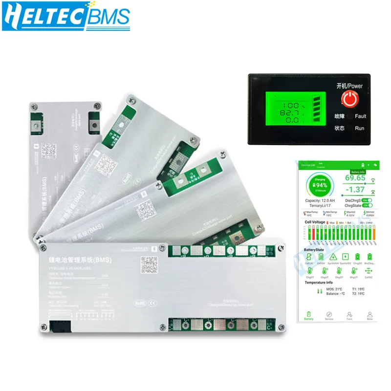 Heltec Smart BMS 4S LiFePo4 12V 24V 48V 50A 100A 200A Li-Ion LTO 3S 4S 8S 10S 12S 13S 16S 24S bms balance APP LCD RS485 Heltec Smart BMS 4S LiFePo4 12V 24V 48V 50A 100A 200A Li-Ion LTO 3S 4S 8S 10S 12S 13S 16S 24S bms balance APP LCD RS485