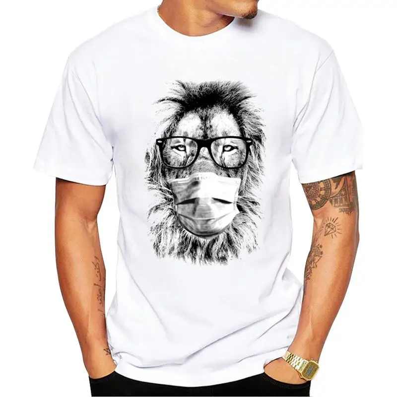 

Модная мужская футболка FPACE в стиле панды, хипстерские футболки с принтом льва/французского бульдога, топы с коротким рукавом, забавная футболка в маске
