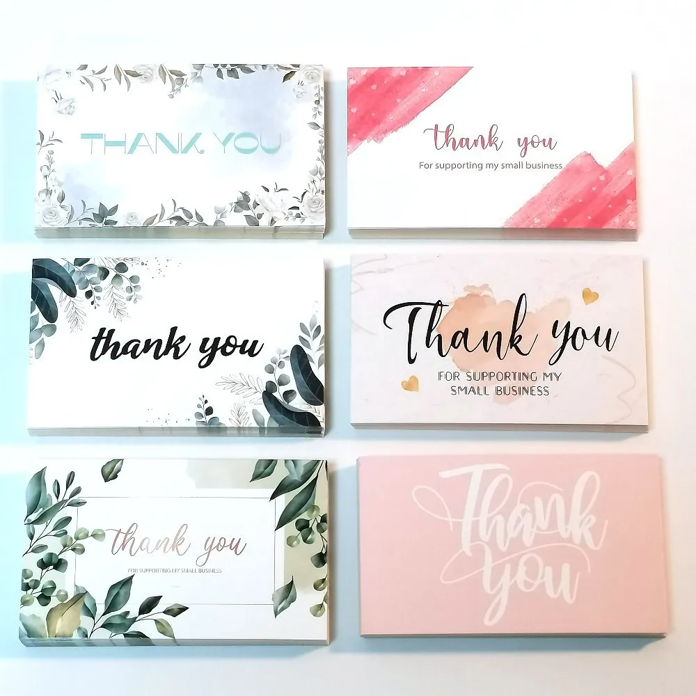 

30pcs Thank You for Supporting My Small Business Card Thanks Greeting Card Appreciation Cardstock for Sellers Gift Merci Card