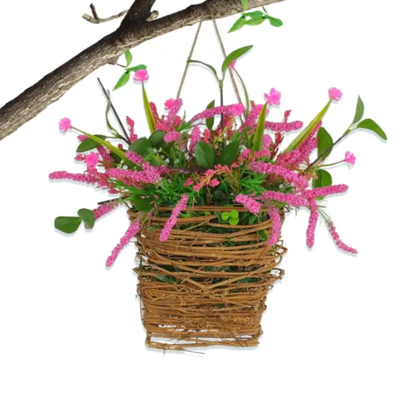 

Floral Basket Wreath Pink Berry Spring Door Wreath Artificial Wildflower Wreath Farmhouse Holiday Front Door Decoration Seasonal