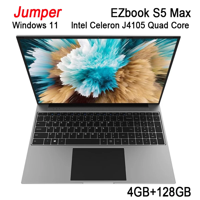 

Jumper EZbook S5 Max 16.0 inch Laptop PC Windows 11 Intel Celeron J4105 Quad Core 2.5GHz 4GB RAM 128GB ROM 1920x1080 Screen HDMI